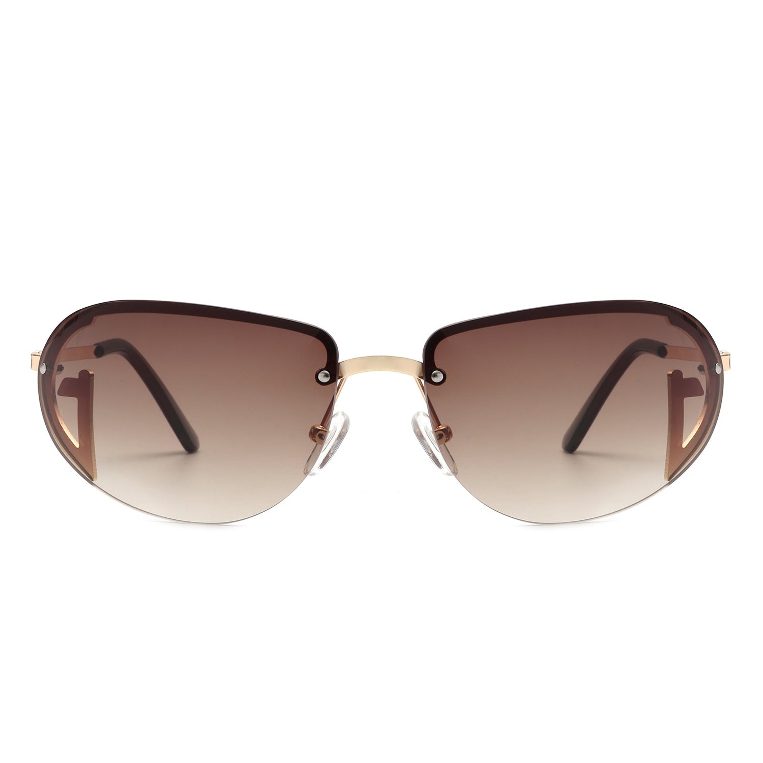 Oceandew - Retro Rimless Oval Tinted Fashion Round Sunglasses - Charming Charlie