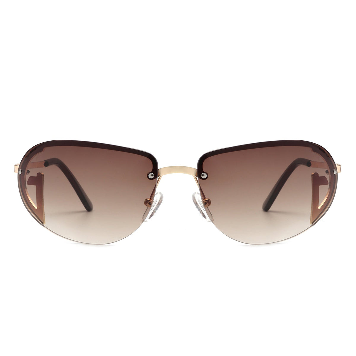 Oceandew - Retro Rimless Oval Tinted Fashion Round Sunglasses - Charming Charlie