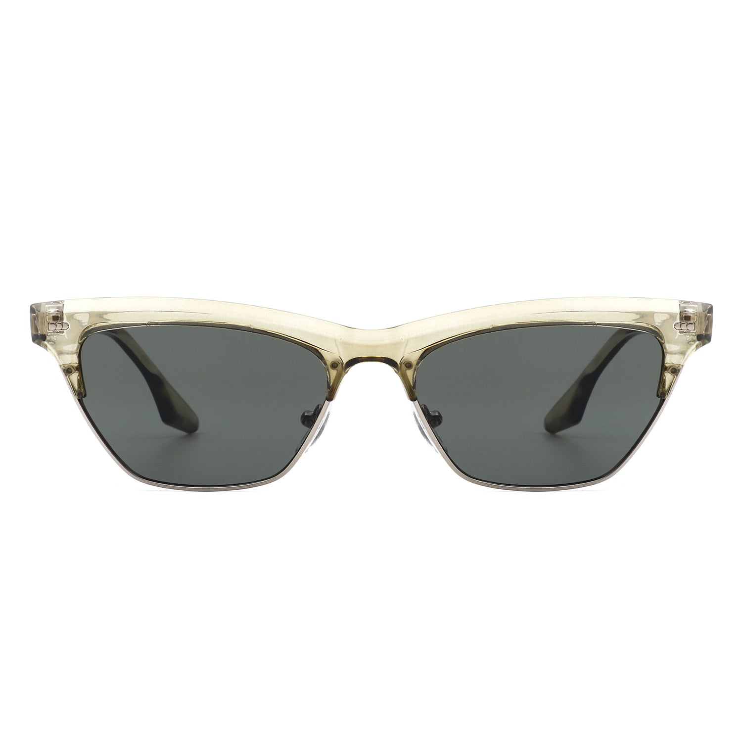 Mistique - Women Retro Half Frame Square Fashion Cat Eye Sunglasses - Charming Charlie