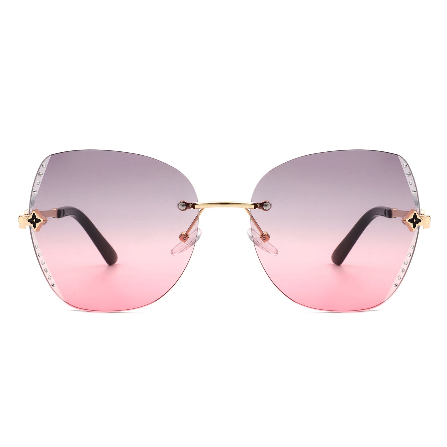 Kineticx - Oversize Rimless Butterfly Shape Tinted Rhinestone Fashion Sunglasses - Charming Charlie