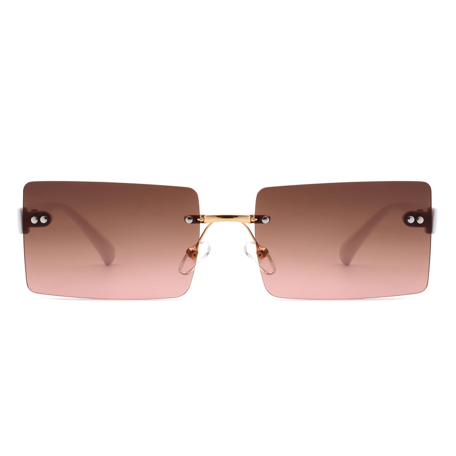 Jadesoul - Rectangle Retro Rimless Tinted Fashion Vintage Square Sunglasses - Charming Charlie