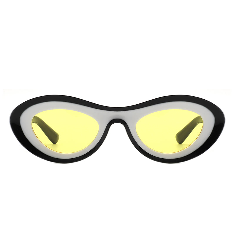 Alba - Oval Retro Round Tinted Fashion Cat Eye Sunglasses - Charming Charlie