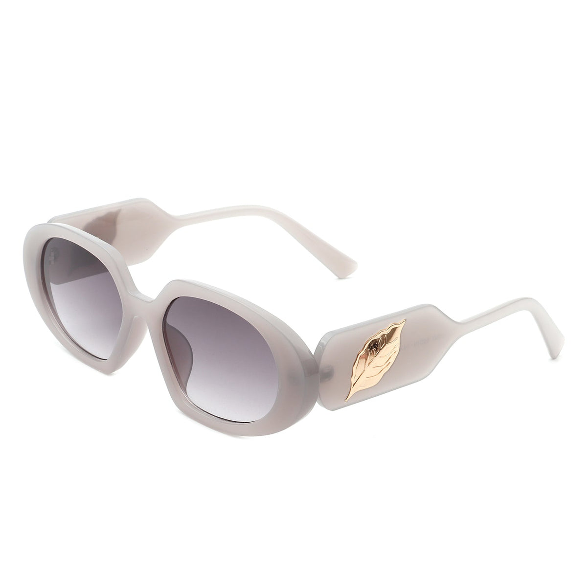 Glittera - Rectangle Retro Oval Chic Round Lens Leaf Design Fashion Sunglasses - Charming Charlie