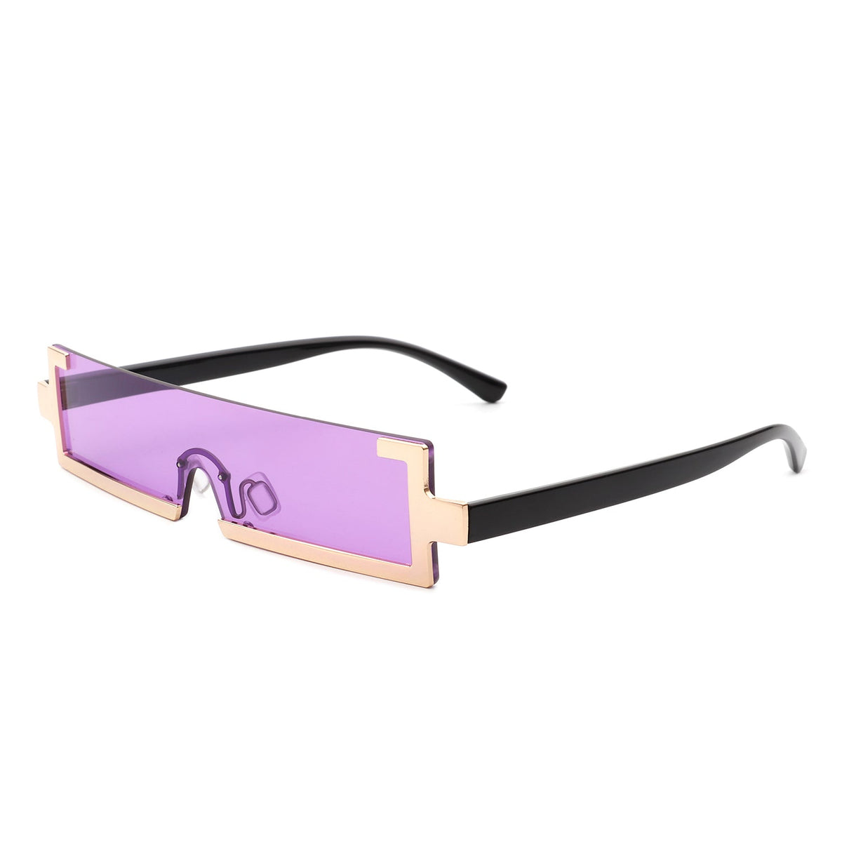 Celestra - Retro Rectangular Narrow Semi Rimless Vintage Slim Fashion Sunglasses - Charming Charlie