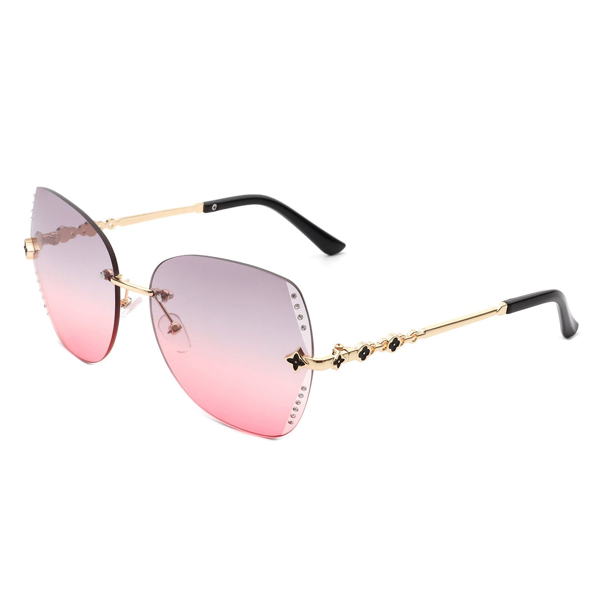 Kineticx - Oversize Rimless Butterfly Shape Tinted Rhinestone Fashion Sunglasses - Charming Charlie