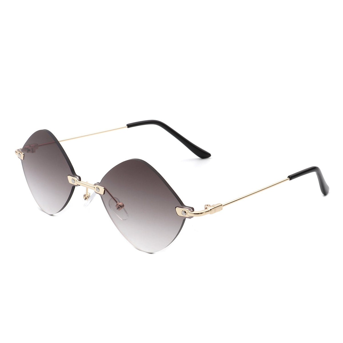 Bluewave - Rimless Retro Round Geometric Frameless Tinted Fashion Sunglasses - Charming Charlie