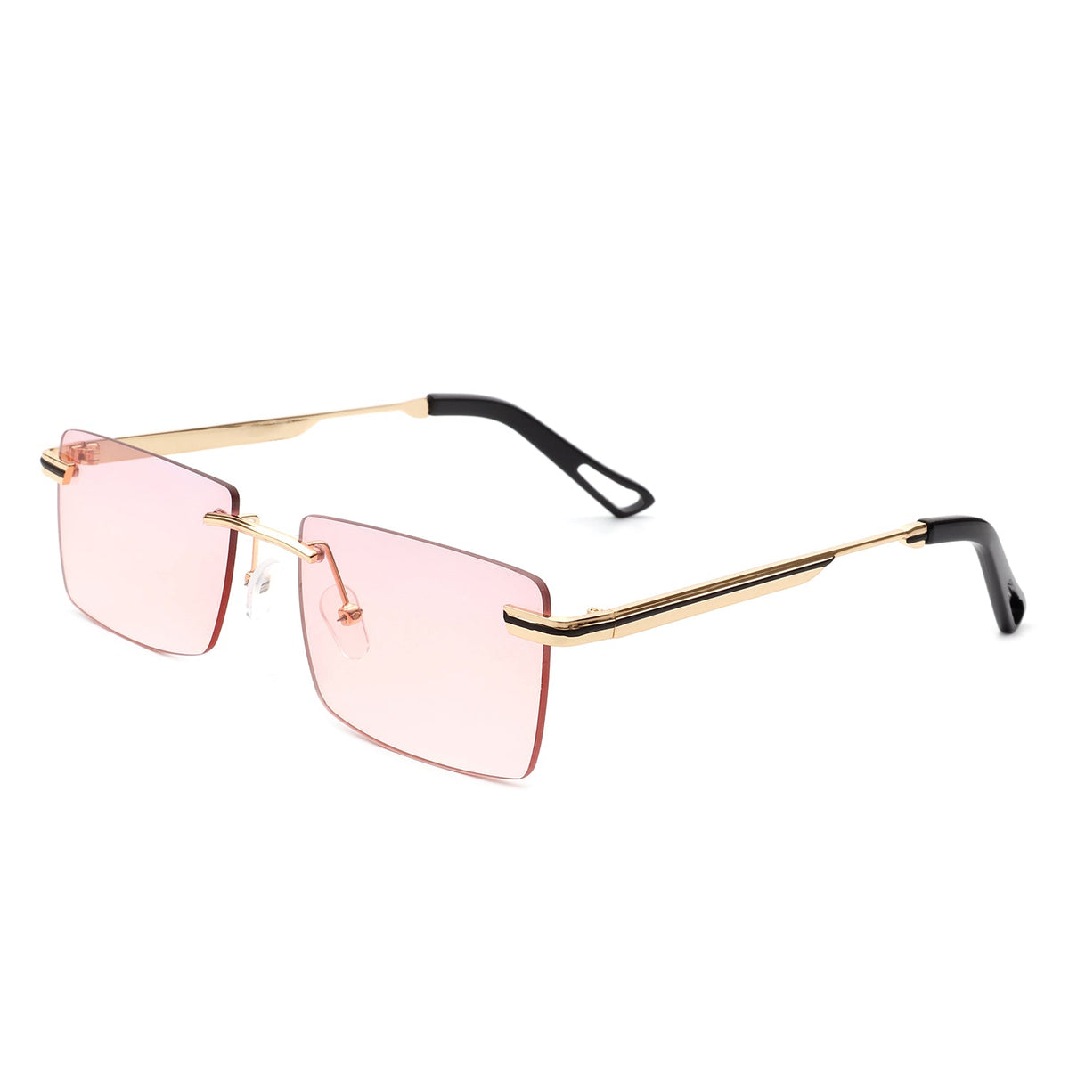 Vibrante - Rectangle Rimless Retro Tinted Fashion Flat top Sunglasses - Charming Charlie