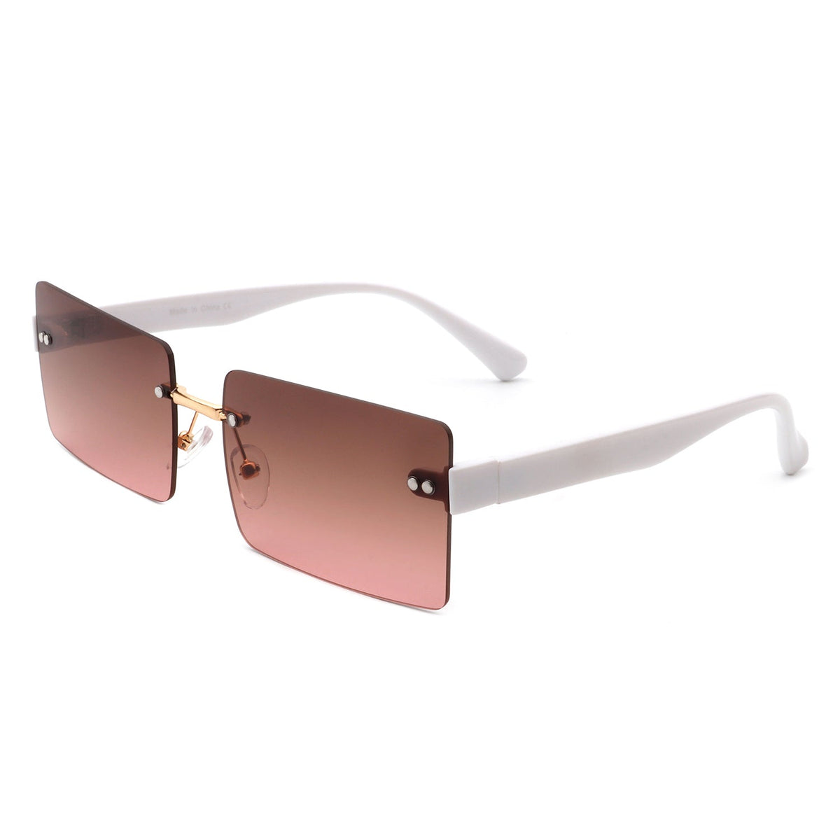 Jadesoul - Rectangle Retro Rimless Tinted Fashion Vintage Square Sunglasses - Charming Charlie