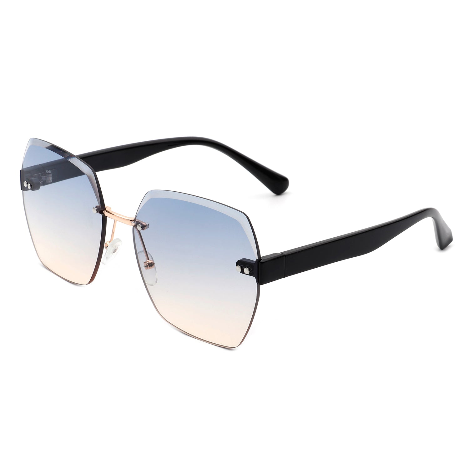 Evernova - Oversize Square Geometric Rimless Tinted Fashion Sunglasses - Charming Charlie
