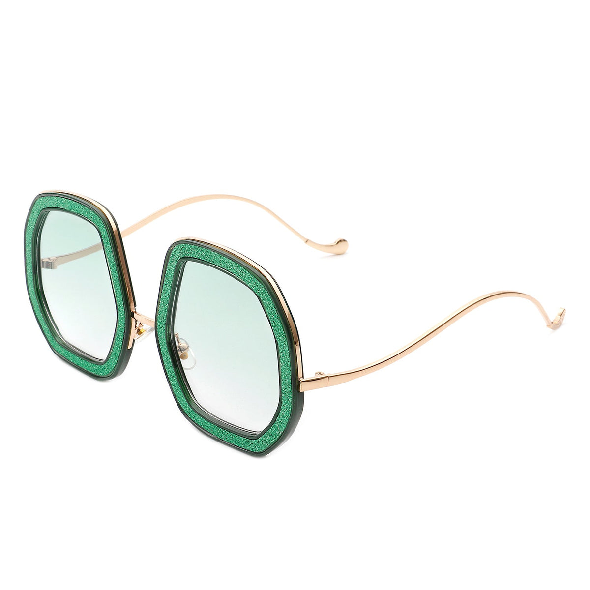 Xanadawn - Women Round Irregular Geometric Glitter Fashion Sunglasses - Charming Charlie