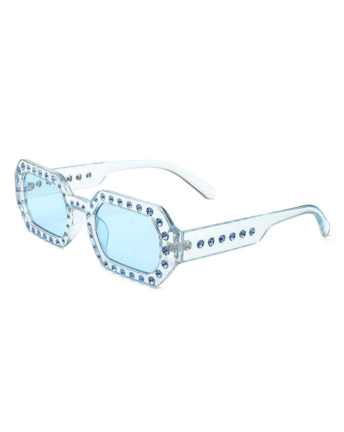 Whisp - Square Retro Rhinestone Tinted Geometric Fashion Sunglasses - Charming Charlie