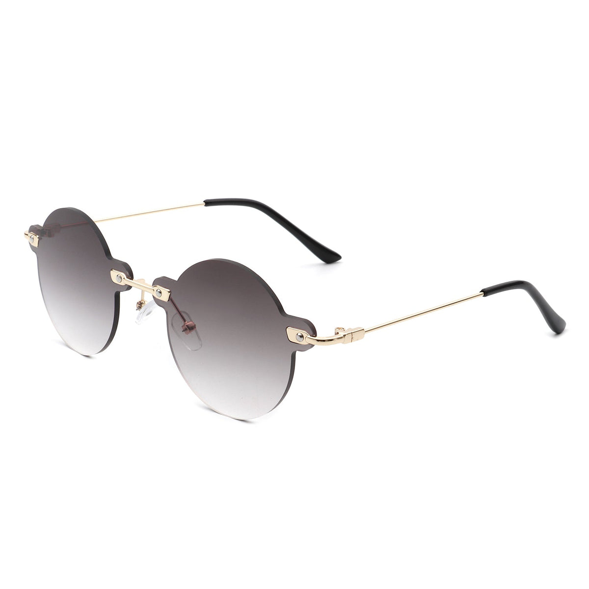 Crescent - Circle Retro Round Rimless Fashion Tinted Vintage Sunglasses - Charming Charlie