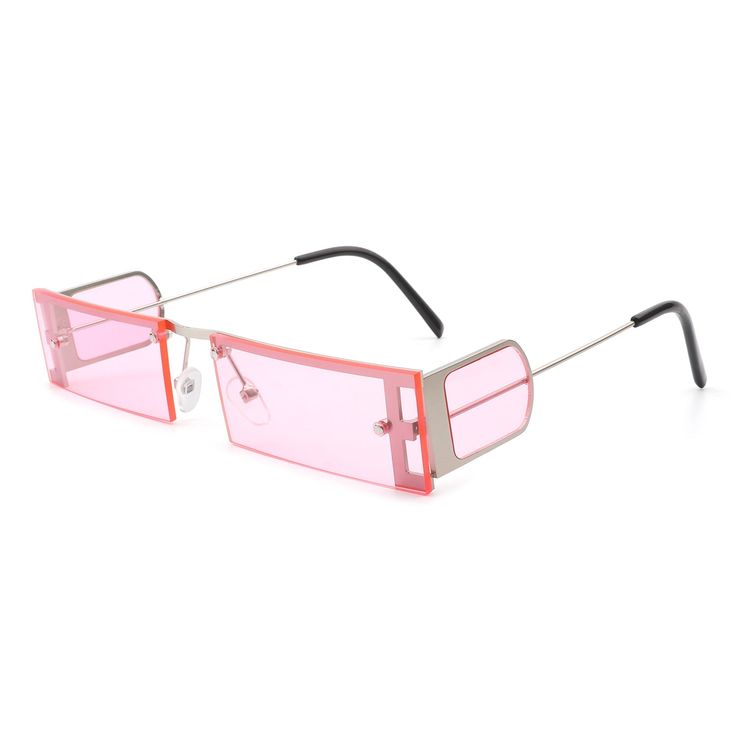 Loro - Rectangle Retro Narrow Slim Flat Top Tinted Sunglasses - Charming Charlie