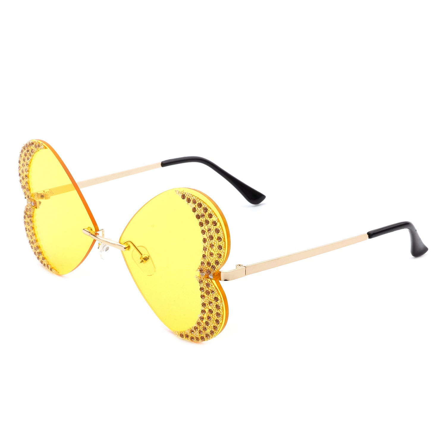 Quixotia - Rimless Butterfly Heart Shape Tinted Fashion Women Sunglasses - Charming Charlie
