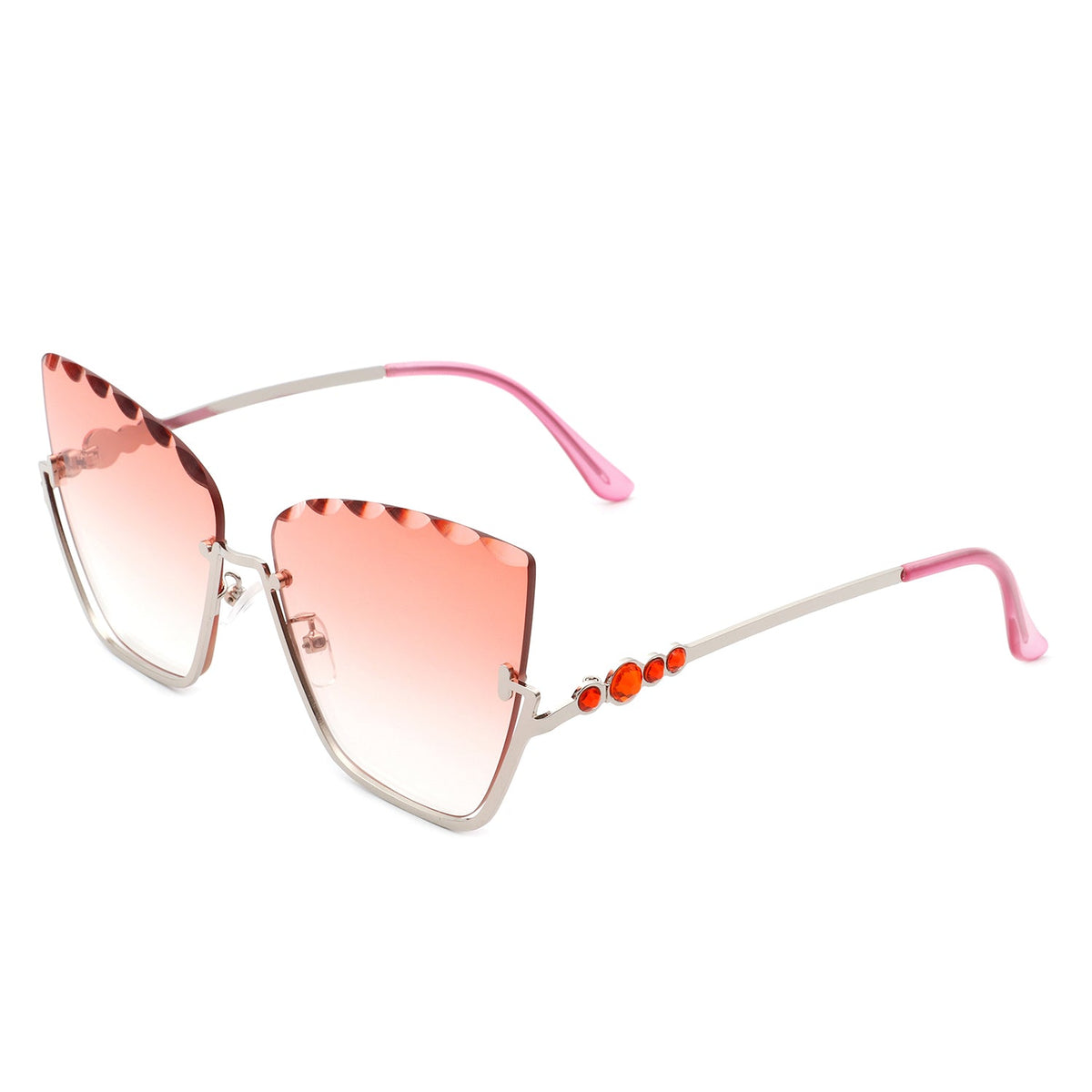 Starfire - Half Frame Square Irregular Tinted Fashion Cat Eye Sunglasses - Charming Charlie