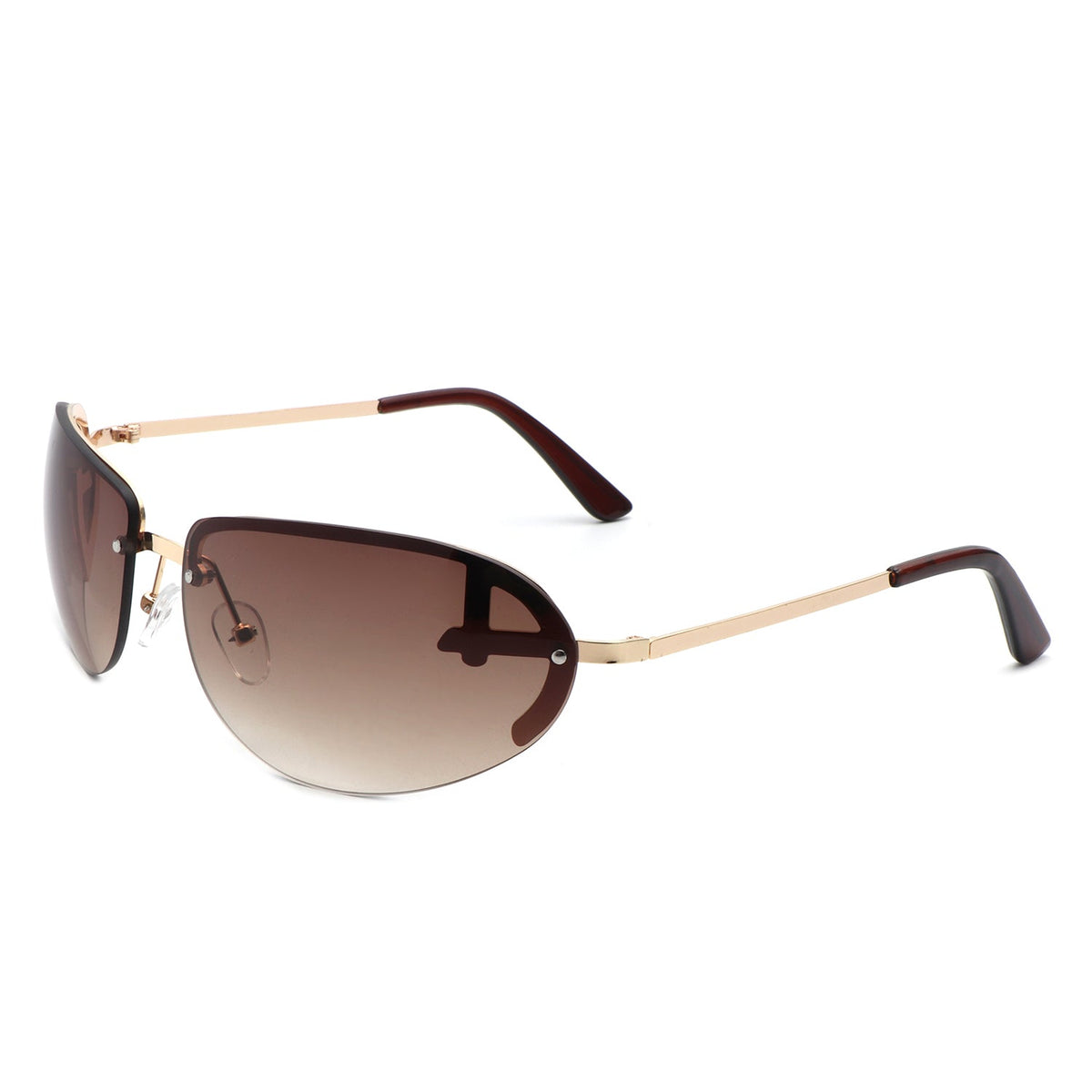 Oceandew - Retro Rimless Oval Tinted Fashion Round Sunglasses - Charming Charlie