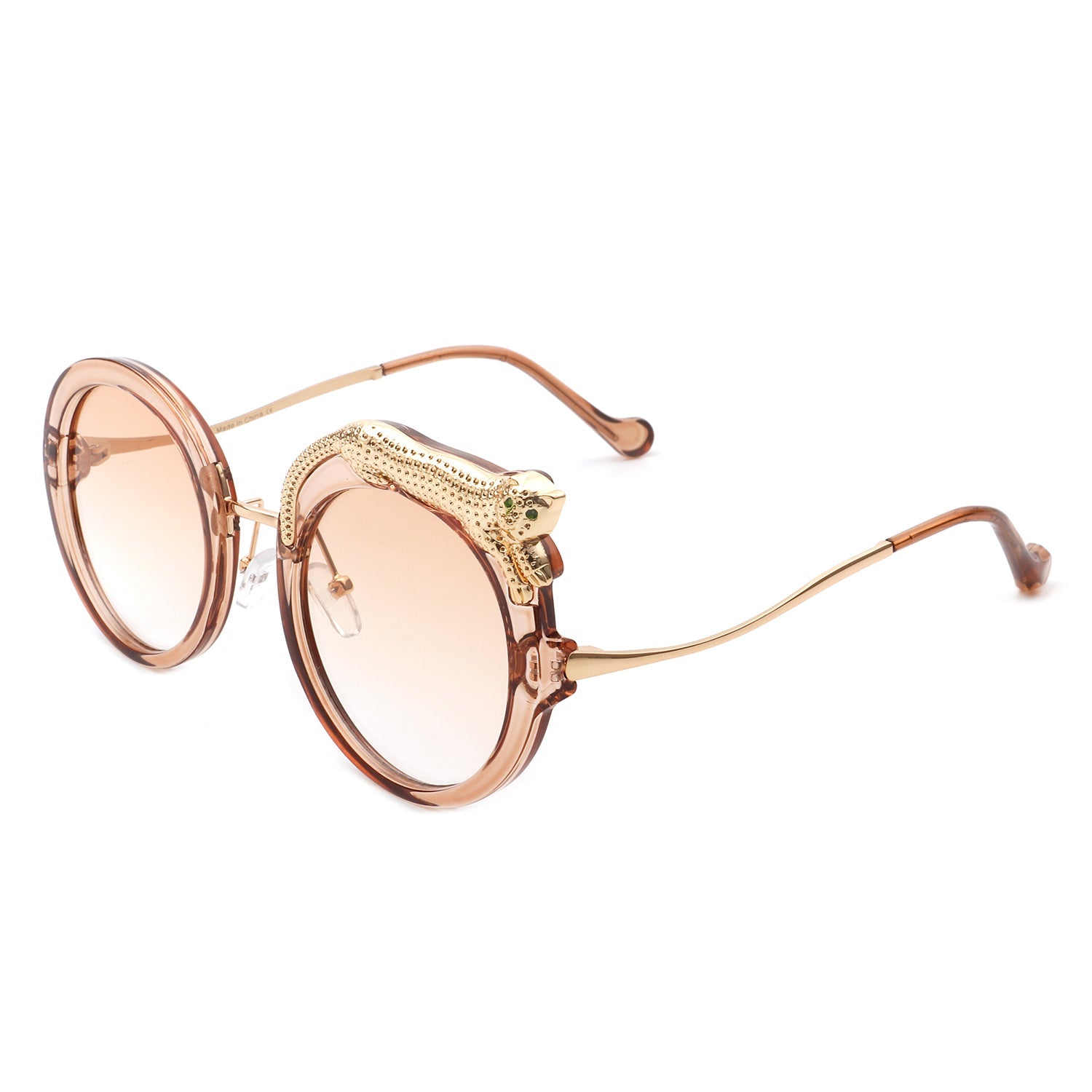 Yellowze - Women Circle Oversize Fashion Round Sunglasses W/ Leopard Design - Charming Charlie