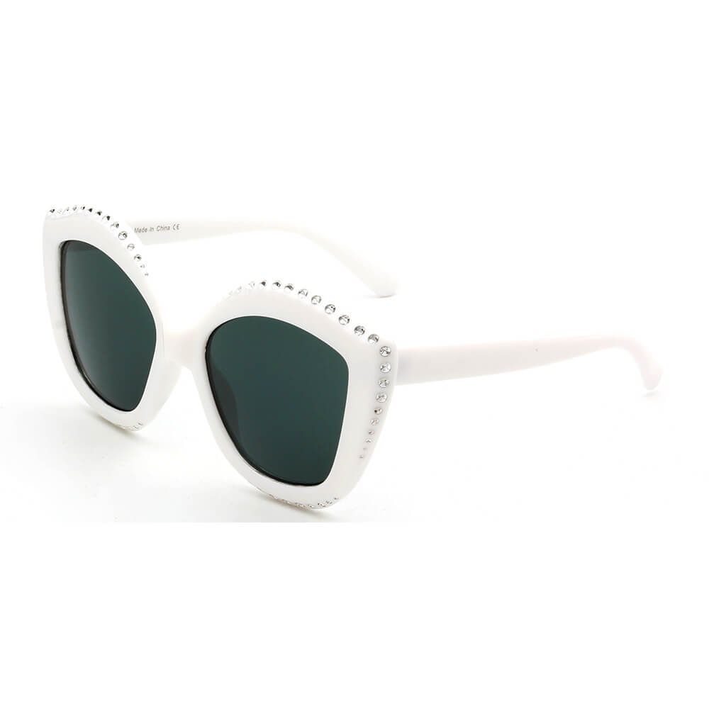 ANGOLA | S1092 - Women Oversized Round Cat Eye Fashion Sunglasses - Cramilo Eyewear - Stylish Trendy Affordable Sunglasses Clear Glasses Eye Wear Fashion