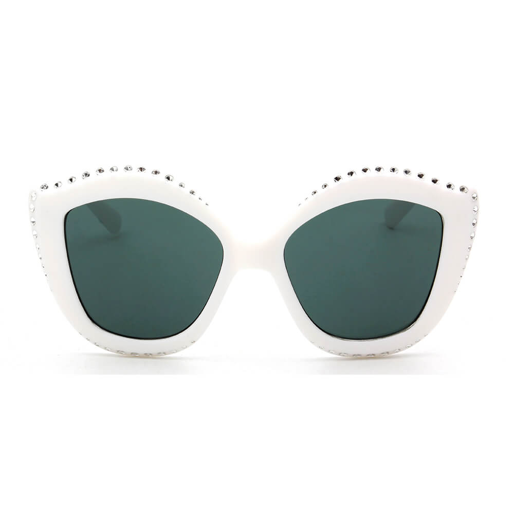 ANGOLA | S1092 - Women Oversized Round Cat Eye Fashion Sunglasses - Cramilo Eyewear - Stylish Trendy Affordable Sunglasses Clear Glasses Eye Wear Fashion