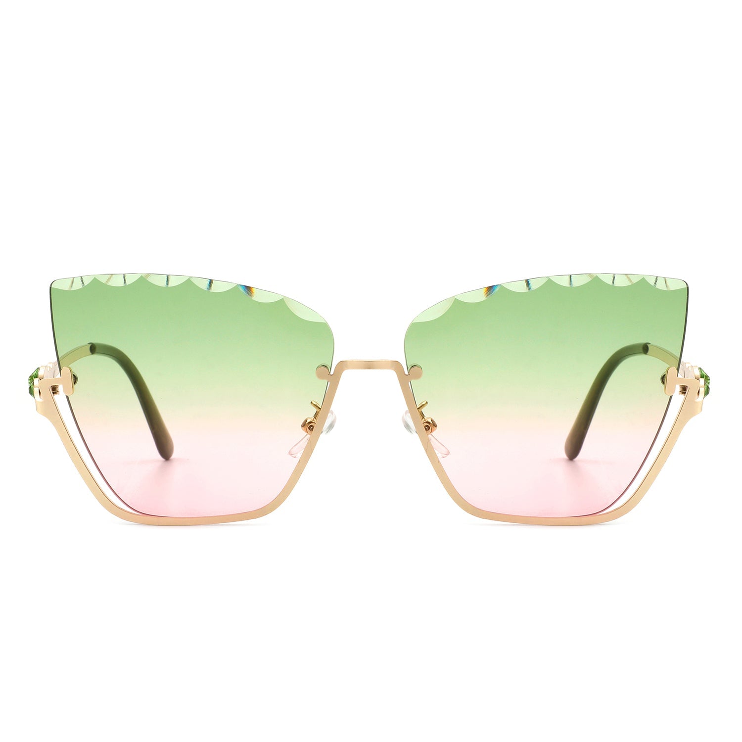 Starfire - Half Frame Square Irregular Tinted Fashion Cat Eye Sunglasses - Charming Charlie