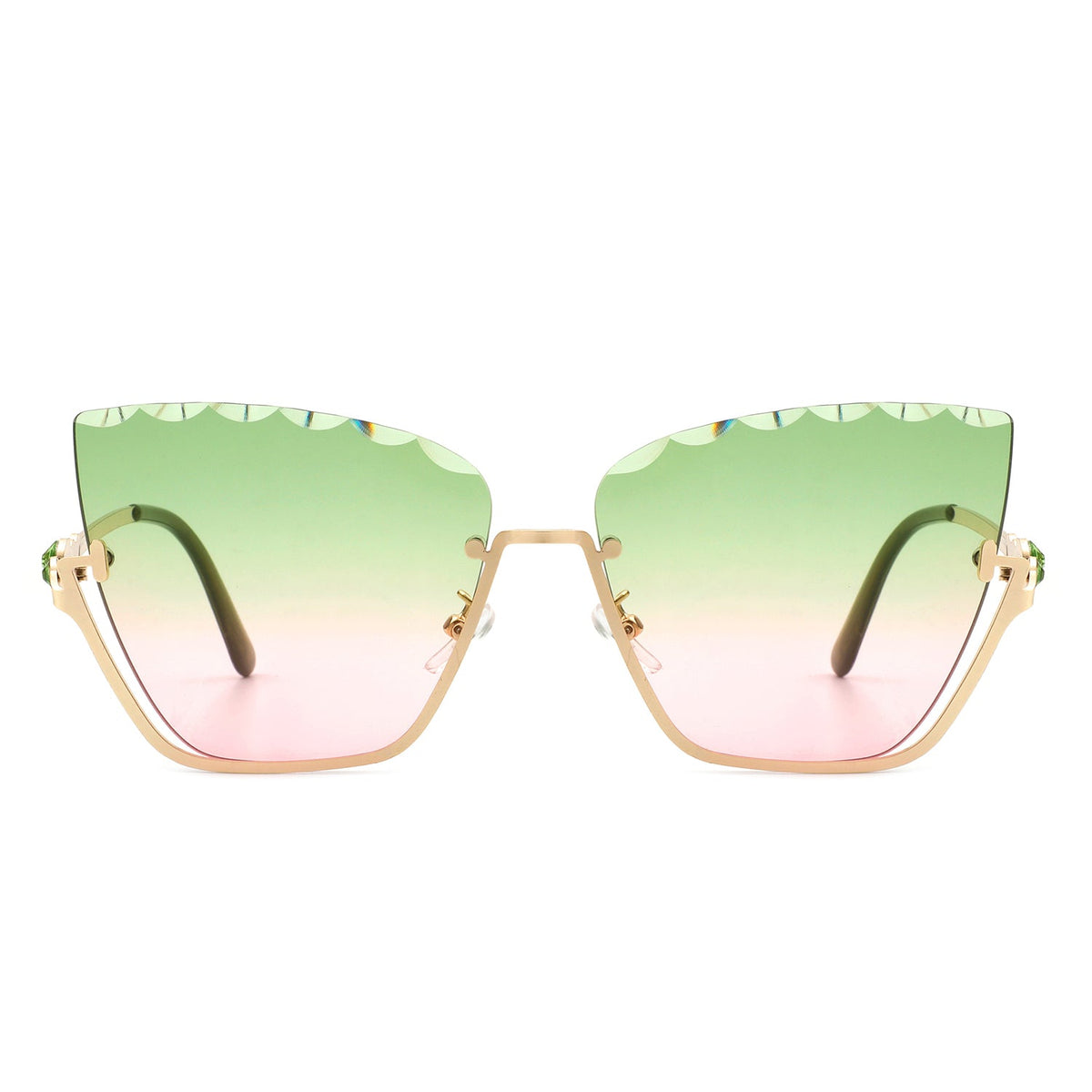 Starfire - Half Frame Square Irregular Tinted Fashion Cat Eye Sunglasses - Charming Charlie