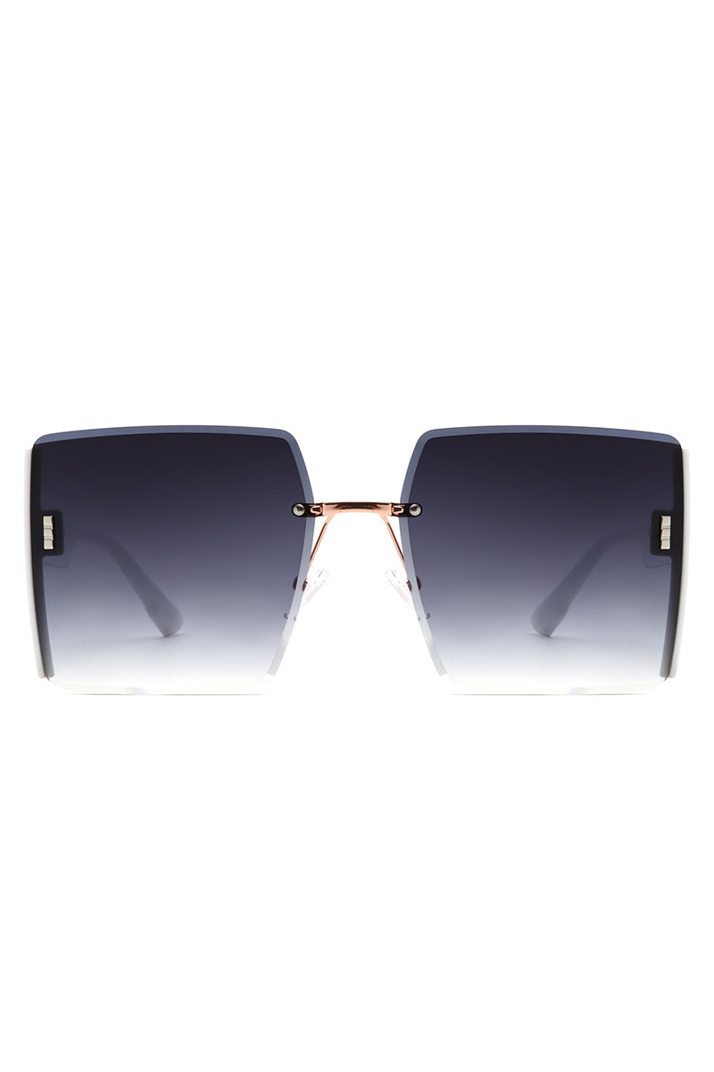 Lyris - Square Rimless Oversize Chic Women's Fashion Sunglasses - Charming Charlie
