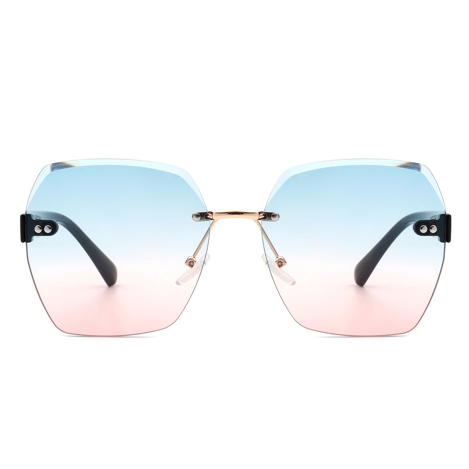 Evernova - Oversize Square Geometric Rimless Tinted Fashion Sunglasses - Charming Charlie
