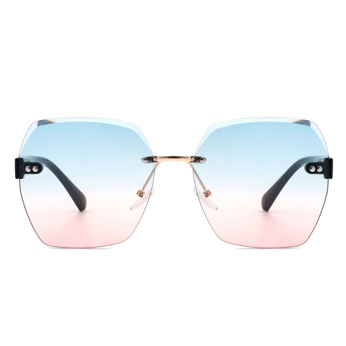Evernova - Oversize Square Geometric Rimless Tinted Fashion Sunglasses - Charming Charlie