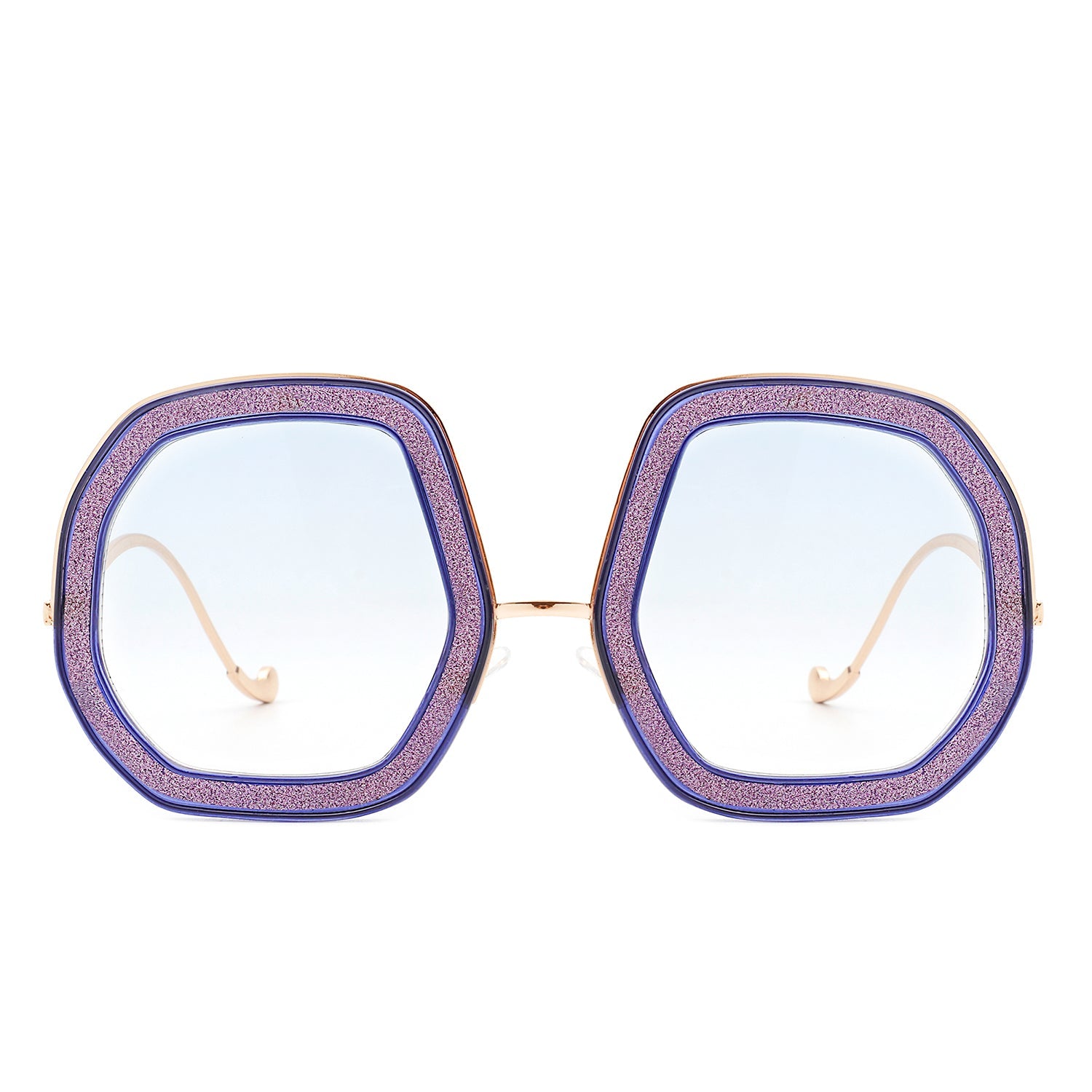 Xanadawn - Women Round Irregular Geometric Glitter Fashion Sunglasses - Charming Charlie
