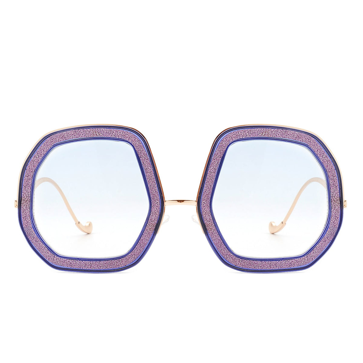 Xanadawn - Women Round Irregular Geometric Glitter Fashion Sunglasses - Charming Charlie