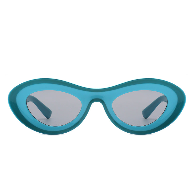Alba - Oval Retro Round Tinted Fashion Cat Eye Sunglasses - Charming Charlie