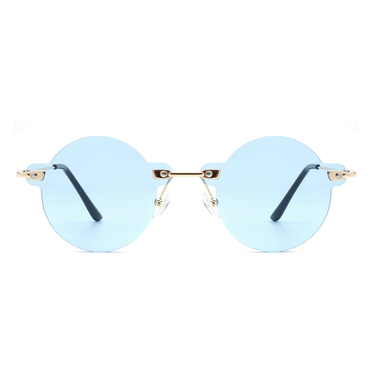 Crescent - Circle Retro Round Rimless Fashion Tinted Vintage Sunglasses - Charming Charlie
