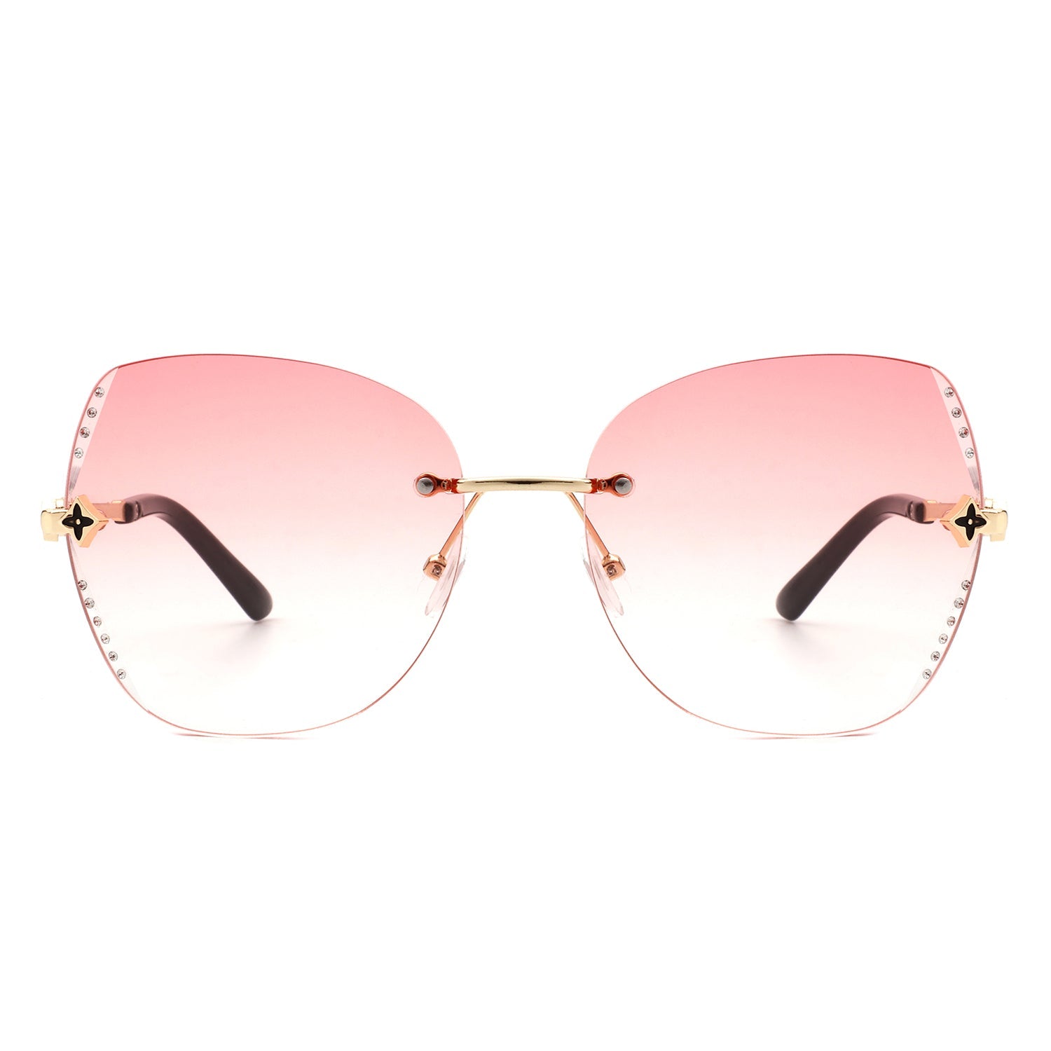 Kineticx - Oversize Rimless Butterfly Shape Tinted Rhinestone Fashion Sunglasses - Charming Charlie