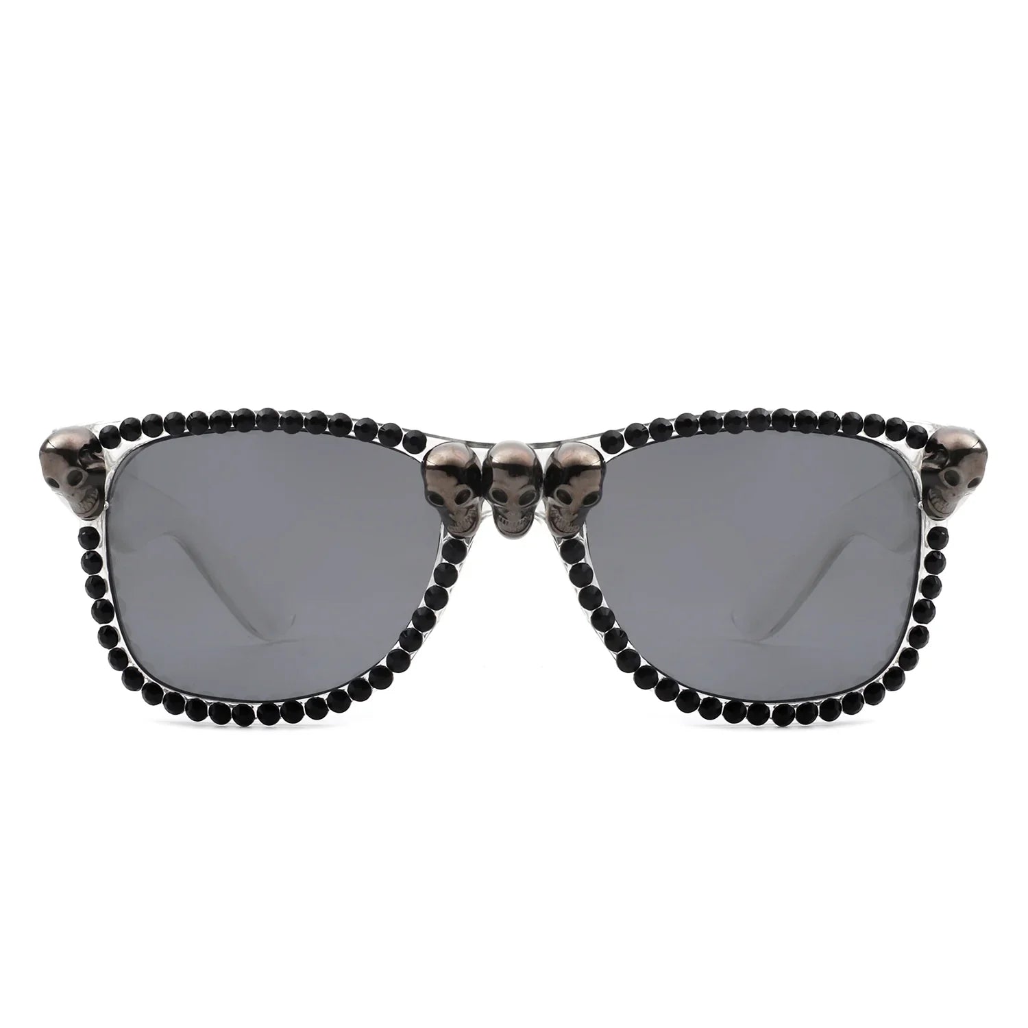 Myralis - Classic Horn Rim Rhinestone Gothic Skull Square Sunglasses - Charming Charlie