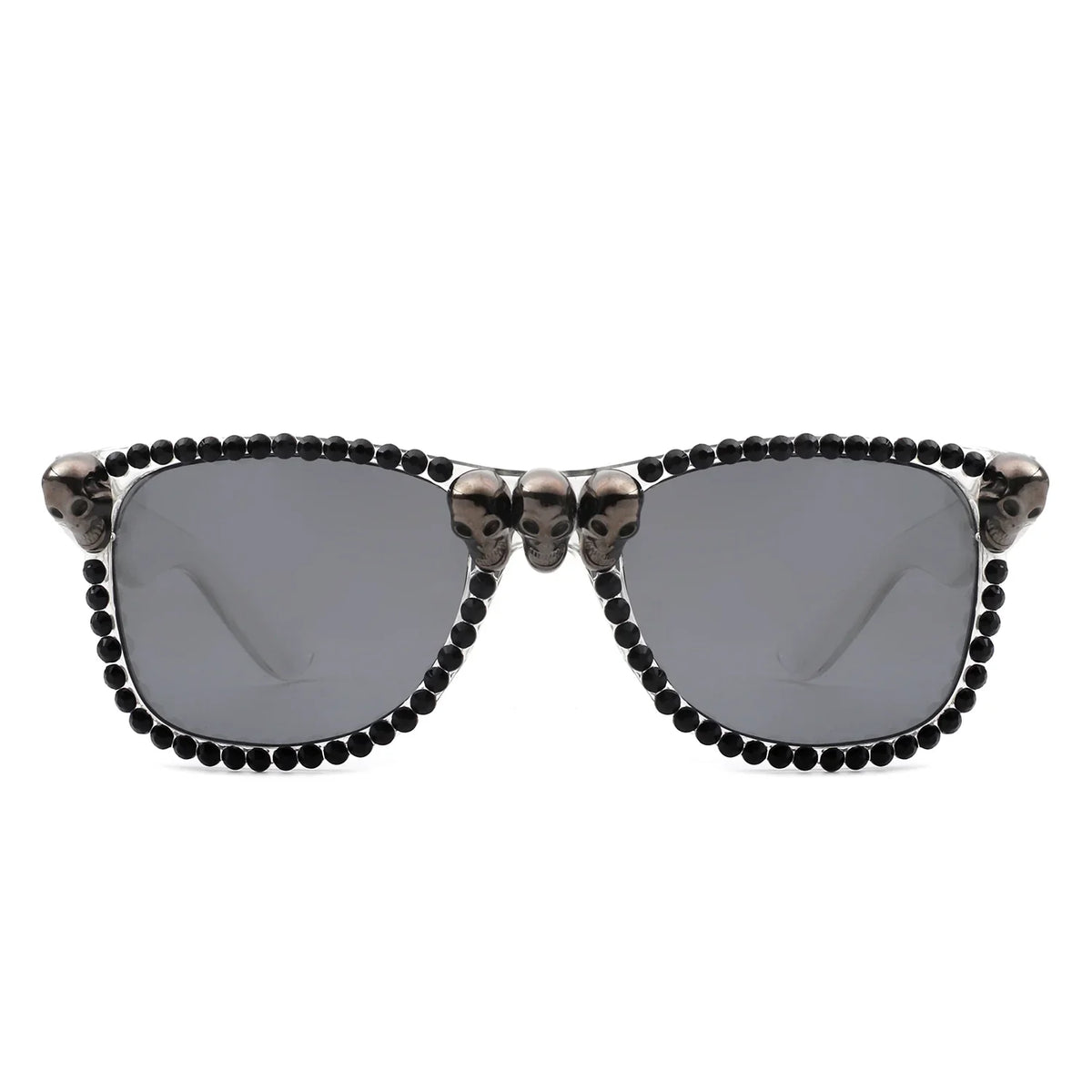 Myralis - Classic Horn Rim Rhinestone Gothic Skull Square Sunglasses - Charming Charlie