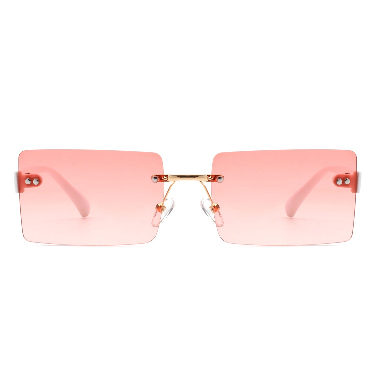 Jadesoul - Rectangle Retro Rimless Tinted Fashion Vintage Square Sunglasses - Charming Charlie