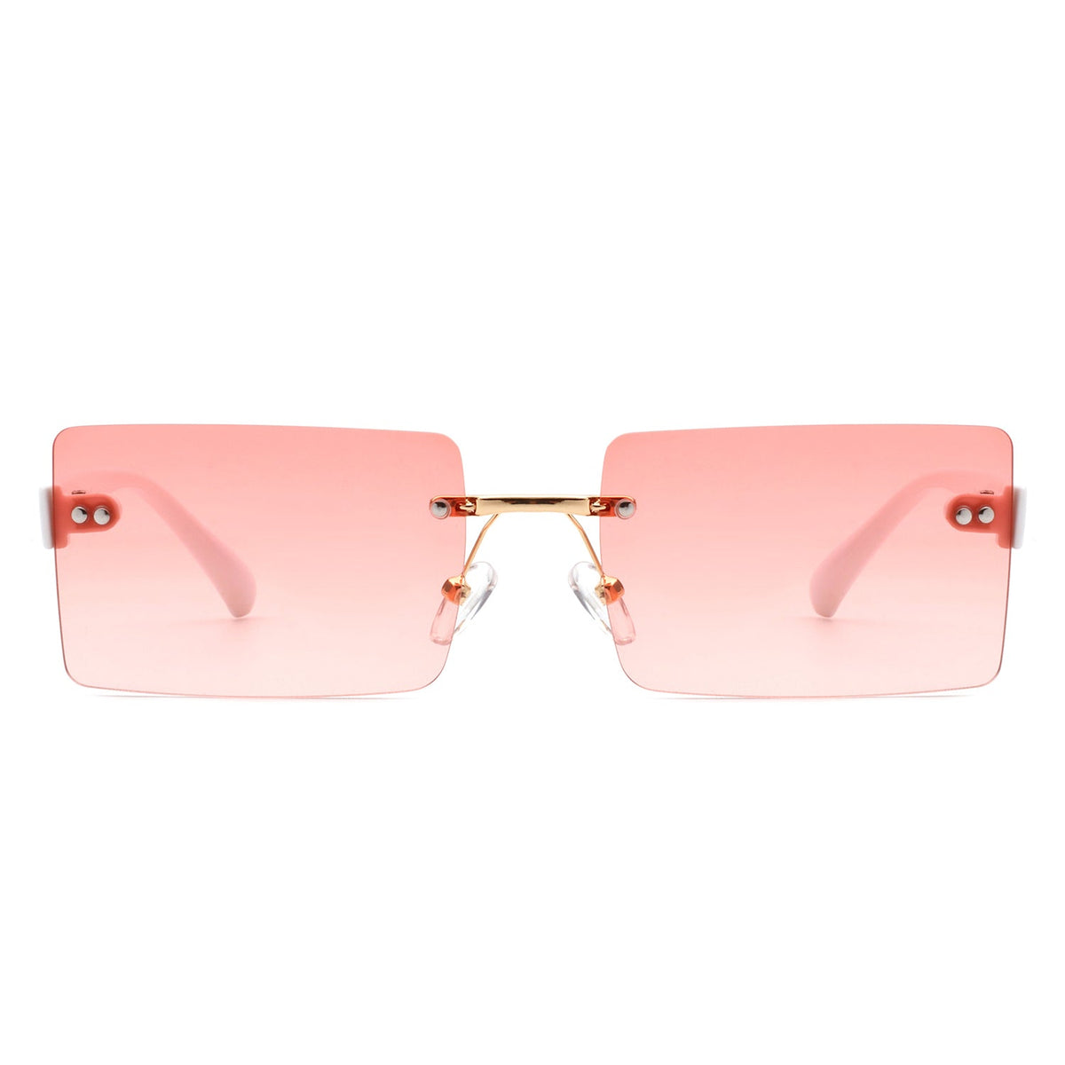 Jadesoul - Rectangle Retro Rimless Tinted Fashion Vintage Square Sunglasses - Charming Charlie