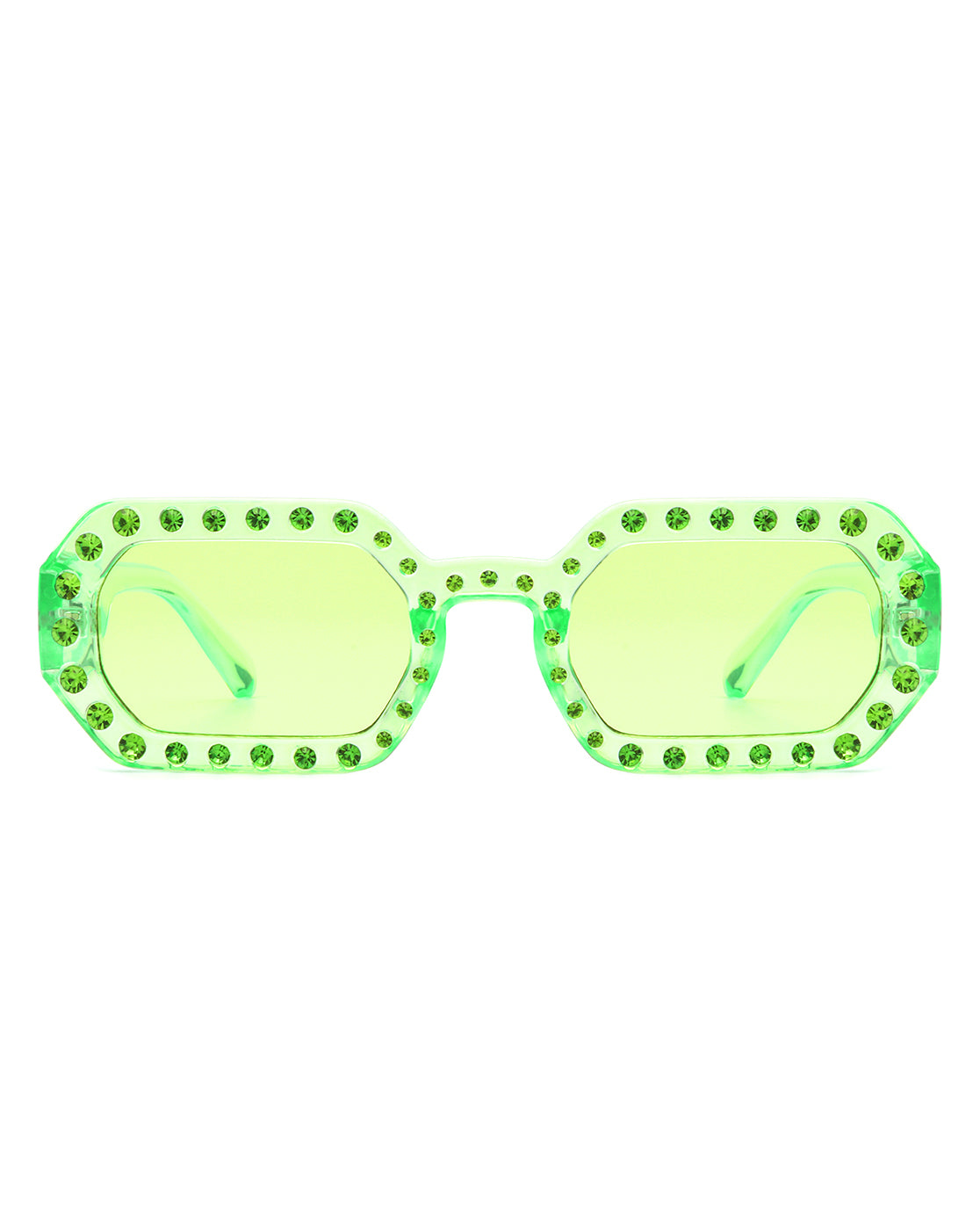 Whisp - Square Retro Rhinestone Tinted Geometric Fashion Sunglasses - Charming Charlie