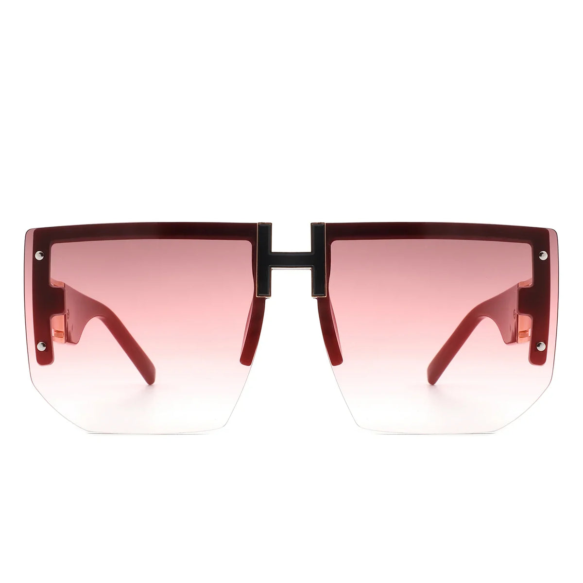 Kaelor - Square Oversized Flat Top Gradient Half Frame Sunglasses - Charming Charlie