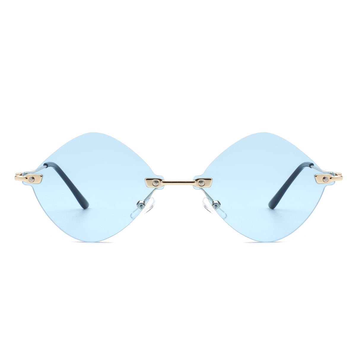 Bluewave - Rimless Retro Round Geometric Frameless Tinted Fashion Sunglasses - Charming Charlie