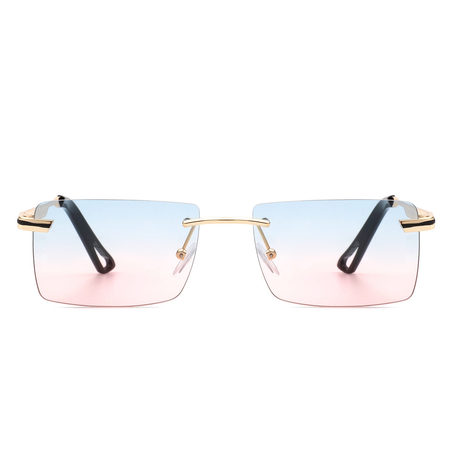 Vibrante - Rectangle Rimless Retro Tinted Fashion Flat top Sunglasses - Charming Charlie
