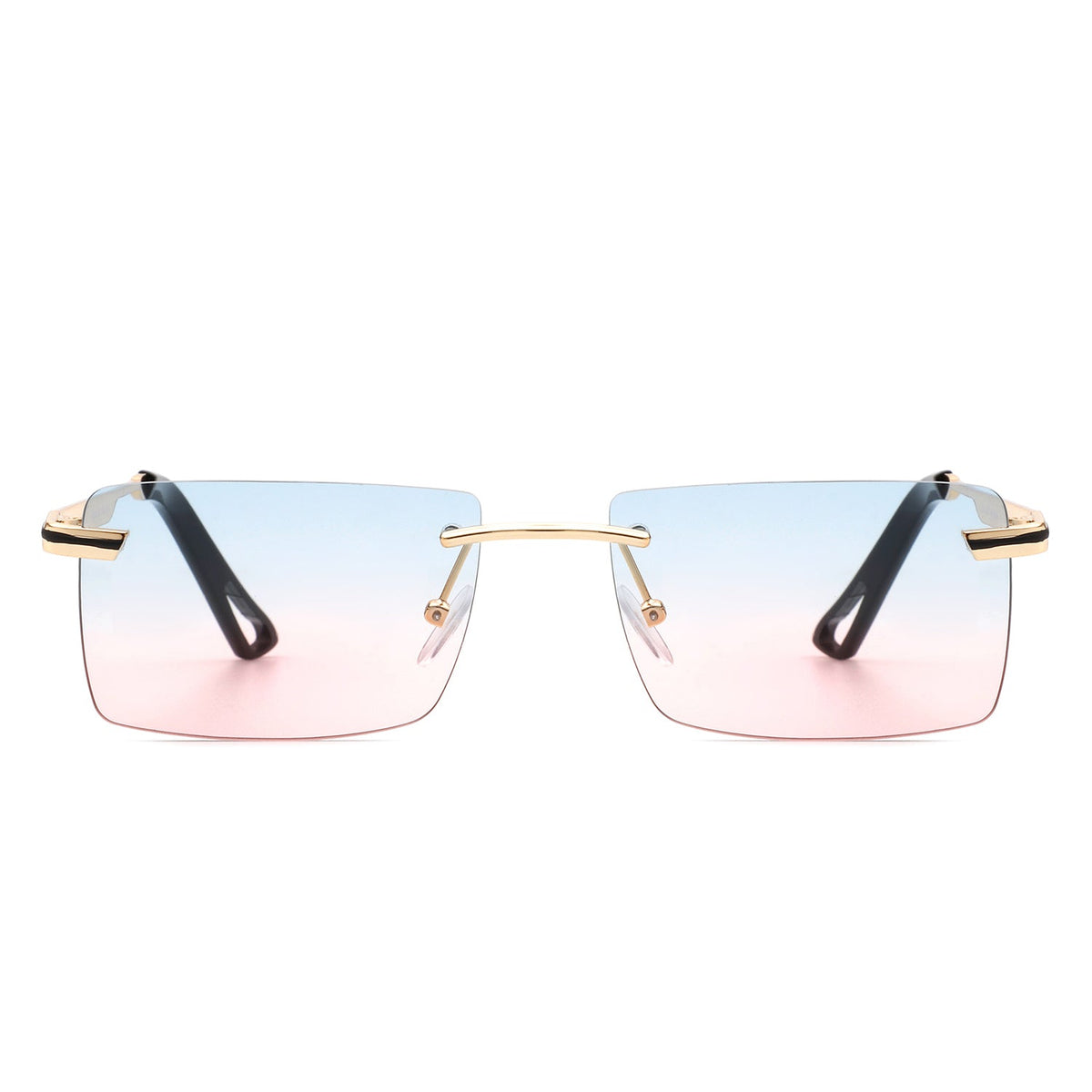 Vibrante - Rectangle Rimless Retro Tinted Fashion Flat top Sunglasses - Charming Charlie