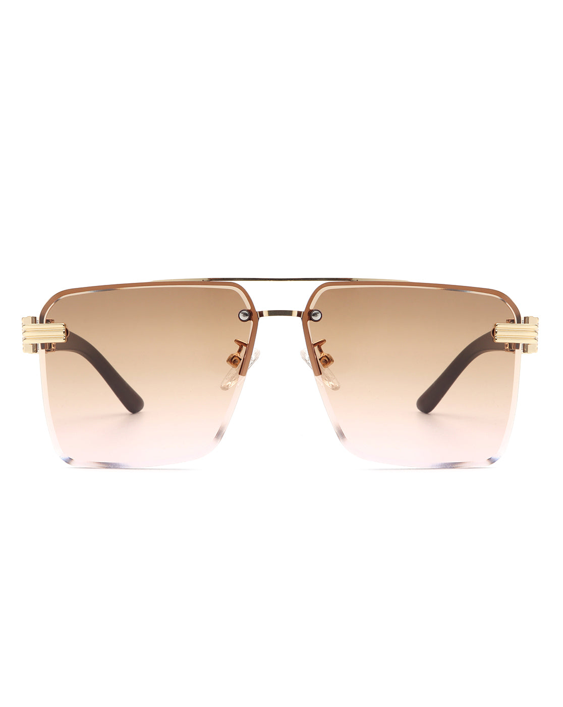 Blip - Retro Tinted Rimless Brow-Bar Fashion Square Sunglasses - Charming Charlie