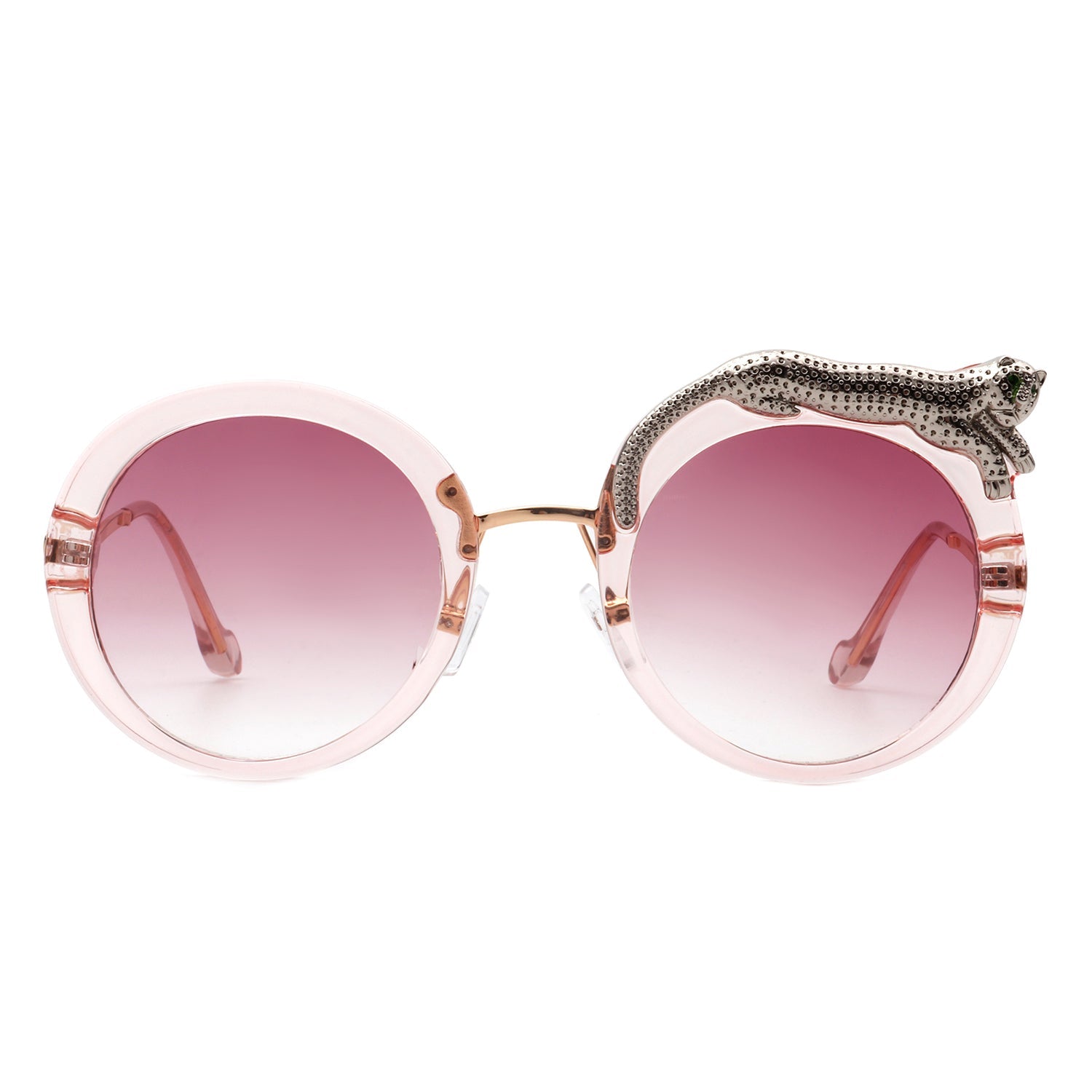 Yellowze - Women Circle Oversize Fashion Round Sunglasses W/ Leopard Design - Charming Charlie