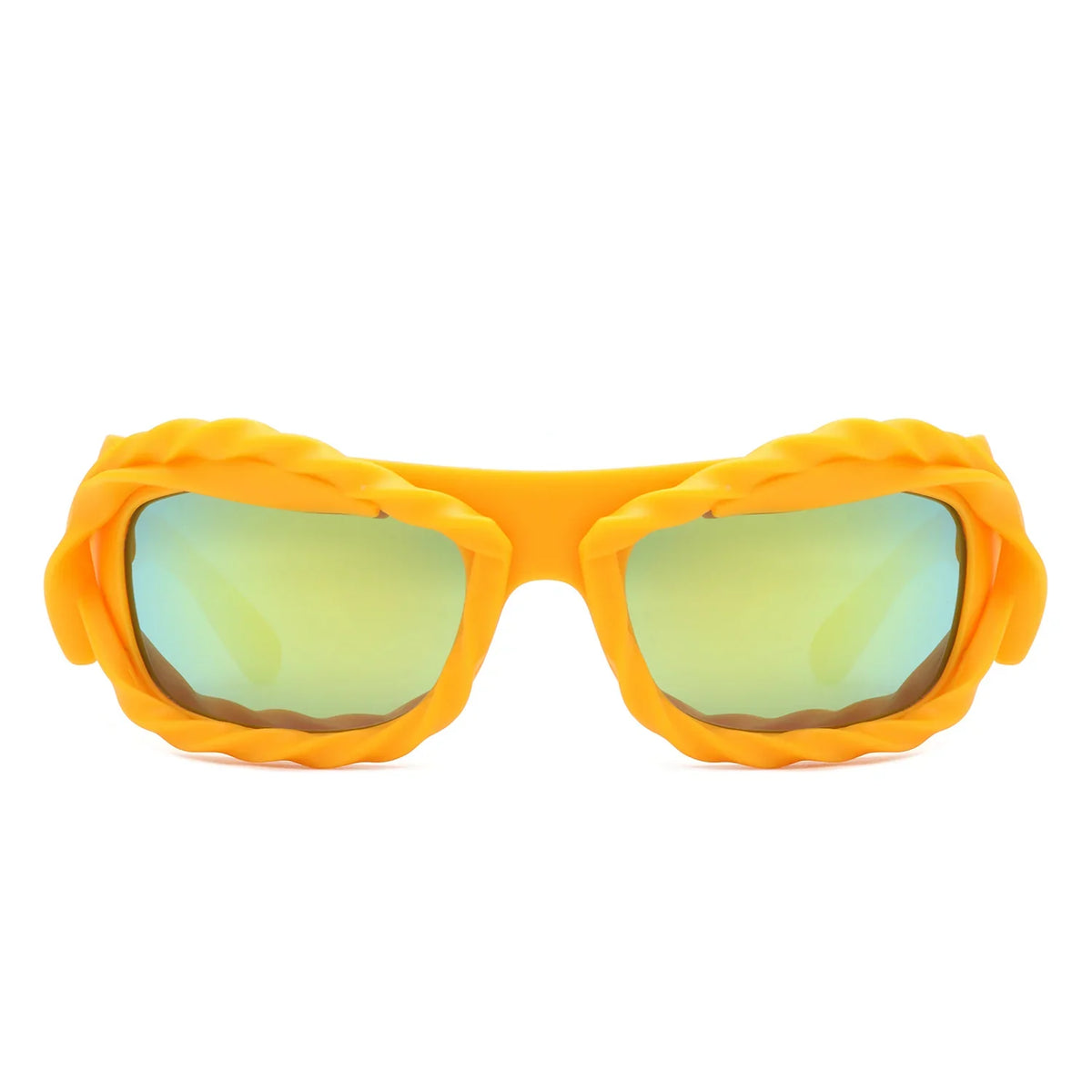 Riff - Rectangle Irregular Twisted Thick Frame Futuristic Sunglasses - Charming Charlie
