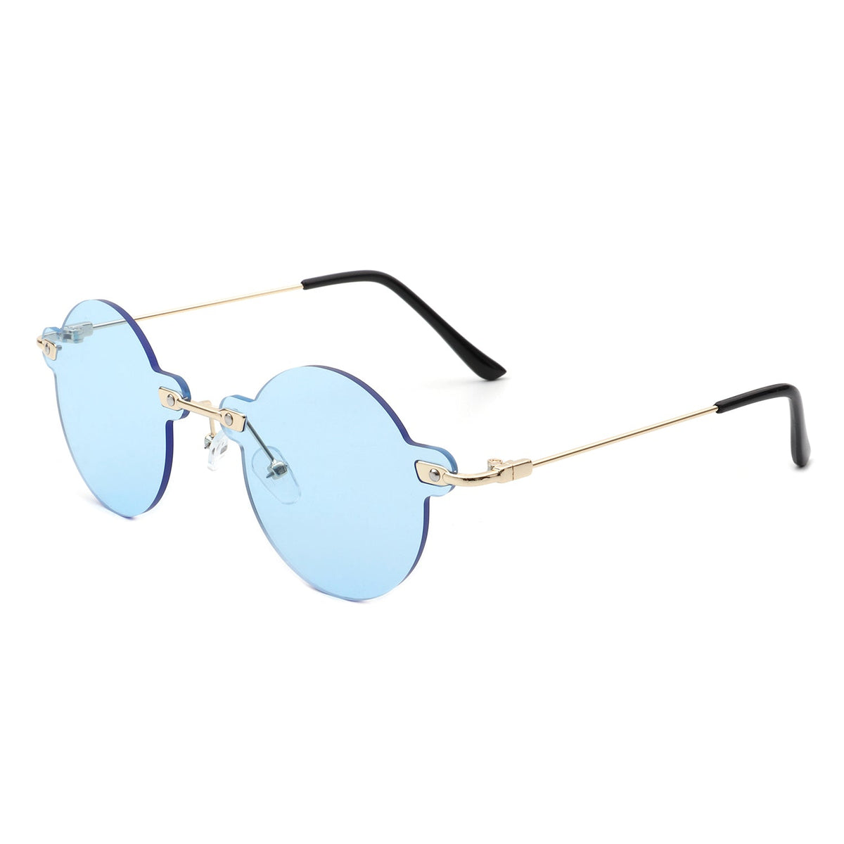 Crescent - Circle Retro Round Rimless Fashion Tinted Vintage Sunglasses - Charming Charlie