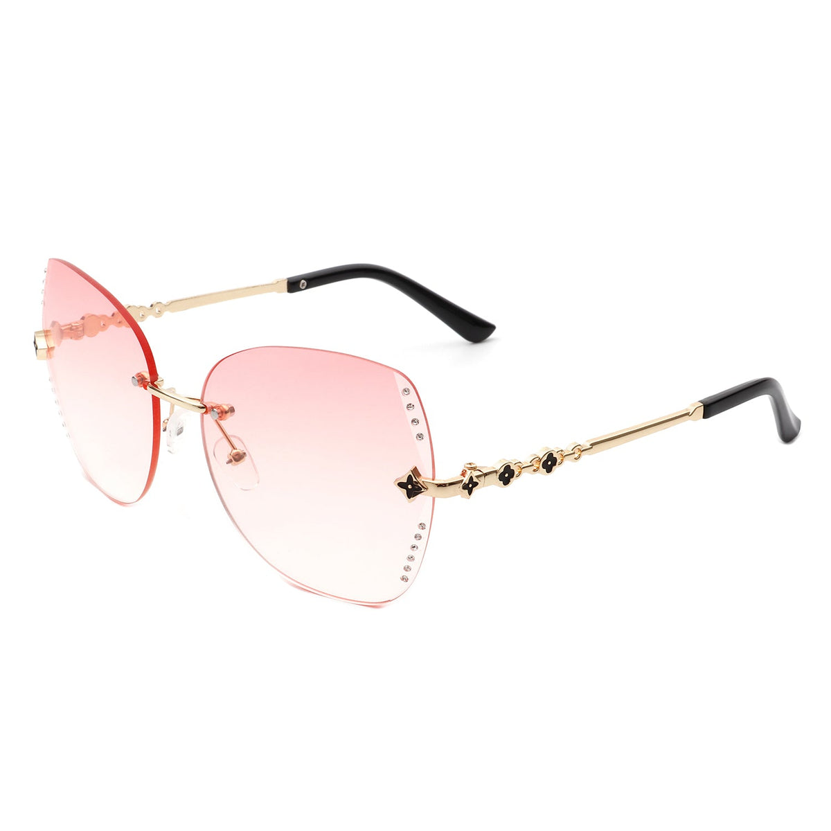 Kineticx - Oversize Rimless Butterfly Shape Tinted Rhinestone Fashion Sunglasses - Charming Charlie