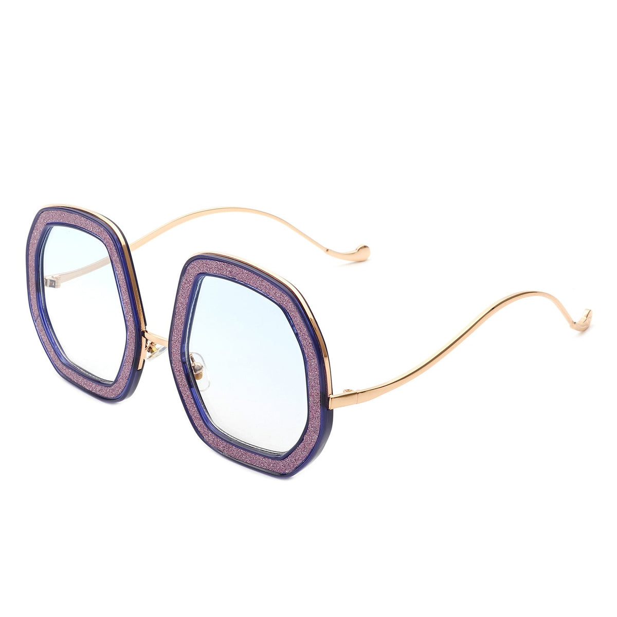 Xanadawn - Women Round Irregular Geometric Glitter Fashion Sunglasses - Charming Charlie