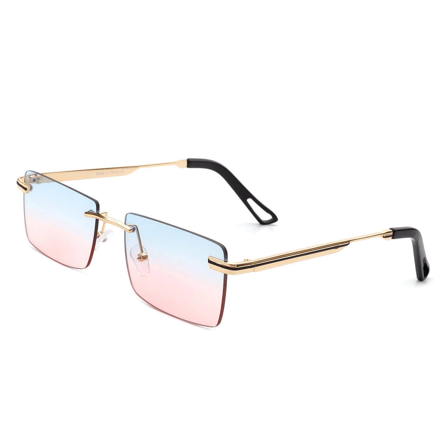 Vibrante - Rectangle Rimless Retro Tinted Fashion Flat top Sunglasses - Charming Charlie