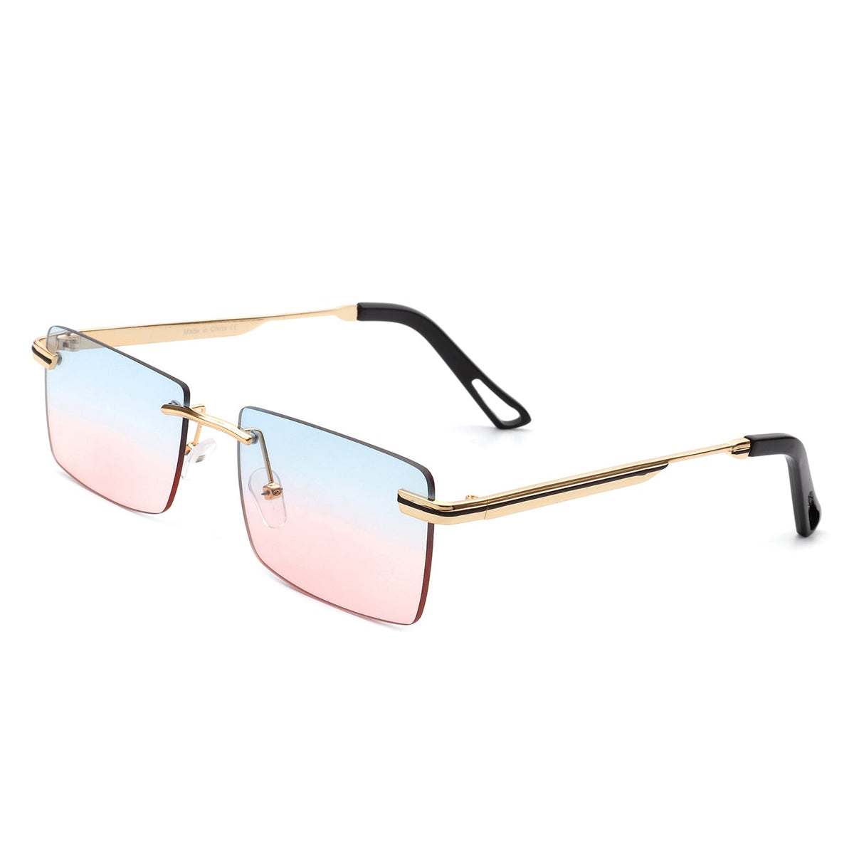 Vibrante - Rectangle Rimless Retro Tinted Fashion Flat top Sunglasses - Charming Charlie
